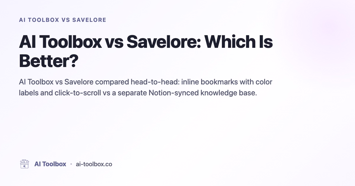 AI Toolbox vs Savelore: Which Is Better?