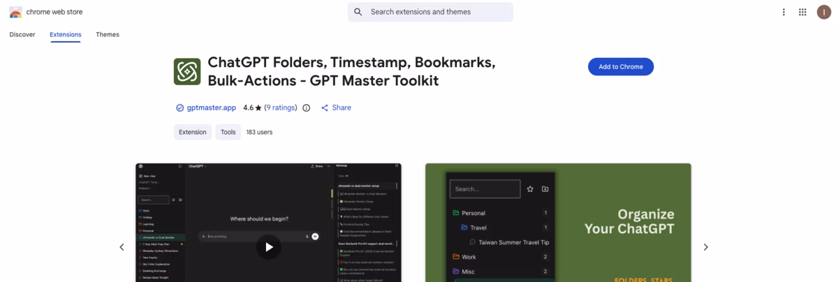 GPTMaster and other AI-sidelined ChatGPT extensions showing removed or empty Chrome Web Store listings