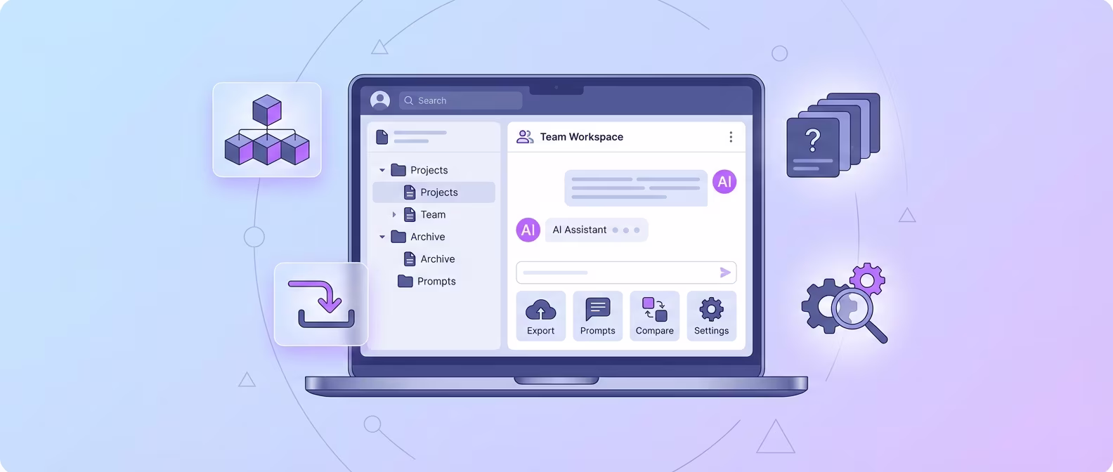 Enterprise team dashboard showing seat management, team analytics, and centralized billing for ChatGPT Toolbox