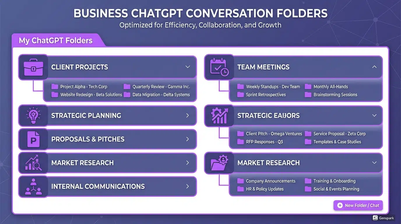Organized folder structure for business professionals showing client projects and templates