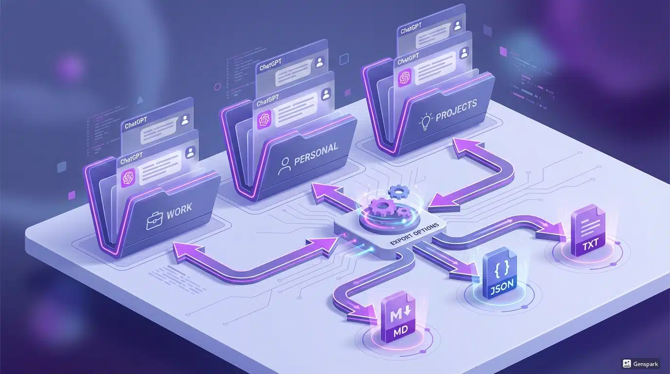 Bulk export feature showing multiple conversations being exported simultaneously