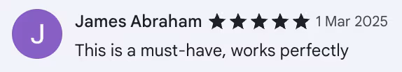 5-star Chrome Web Store review by James Abraham: This is a must-have, works perfectly