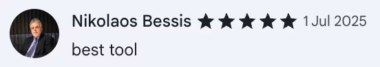 5-star Chrome Web Store review by Nikolaos Bessis: best tool