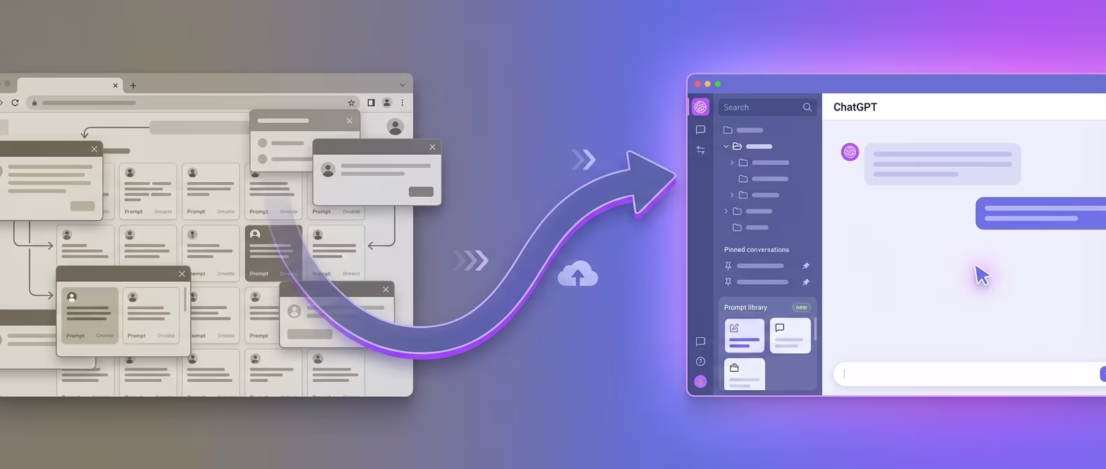 Migration path from AIPRM to ChatGPT Toolbox showing feature upgrade comparison