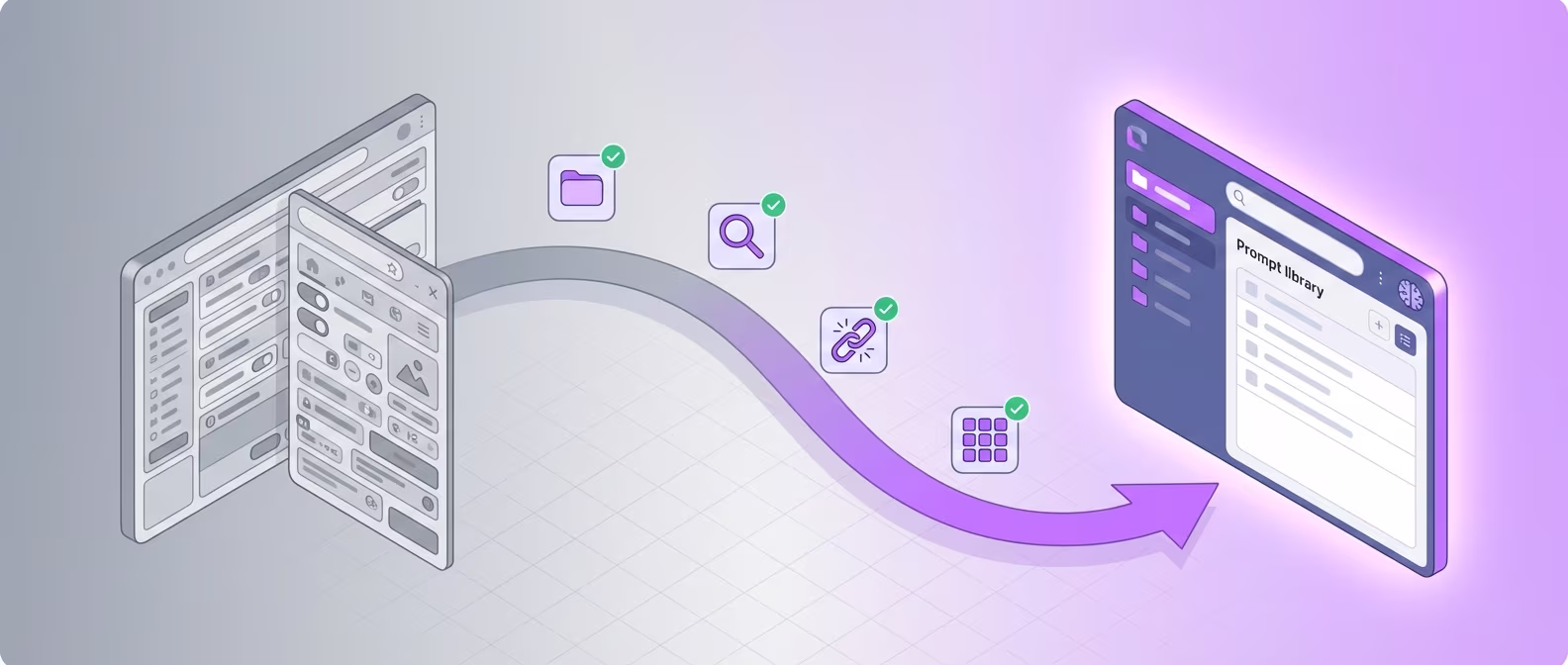 Migration guide visual showing the switch from Superpower ChatGPT to ChatGPT Toolbox with feature highlights